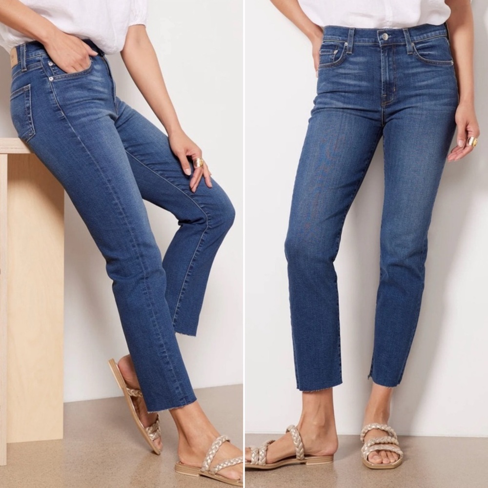 Anthropologie Edwin Bree Crop Slim Straight Leg High Rise Jeans